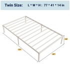 Twin Bed Frame 14 inch Metal Platform With Storage  No Box Spring  White