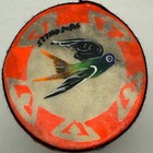 Hand Painted Wood Folk Art Hand Drum Bird Deer Frog Rainbow Trim Southwestern