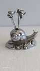 Vtg Snail Escargot Cocktail Picks Holder W 6 Picks Set Chrome Art Deco Signed