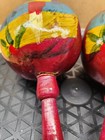 Vintage Red Made In Mexico Handmade Set Of Maracas Made From Gourds Hand Painted
