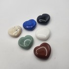 Set Of 6 Polished Gemstone Heart Pocket Stones Crystal Healing Decor Gift
