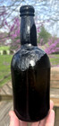 Nice Blackglass 3 Piece Mold Squat Whiskey Bottle Pontil 1850 s Era Clean L  k