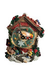 Vtg  Musical 6  Resin Christmas Chalet Pixie Elves Rotating  clock  Water Globe