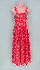 Vintage Laura Ashley Red Floral Fit   Flare Midi Dress Cotton Uk 10 Summer