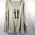 Talbots Women s Plus Top 2x Graphic Long Sleeve T Floral 100  Cotton Pullover