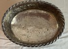 Vtg Silver Tone Footed Repousse Rabbits Oval Bowl Planter Flowerpot Decor India