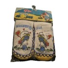 Deadstock 1980s Smurf Slipper Socks Lot Of 2   Toddler 2 Year Old 