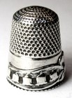 Antique Stern Bros Sterling Silver Thimble     bow Ribbons   Lilies-of-the-valley 