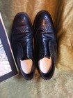 Vtg Stafford Wingtips Brogues Shoes Mens 11 Black Leather Shock Easer Cushion