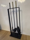 Pilgrim Mid Century Modern Brass Iron Fireplace Tool Set Rare Gorge Nelson Era