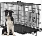 Dog Crate For Large Dogs 48 Inch Folding Metal Wirepet Cage Double Door W div   