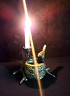 Antique Bronze Inkwell Momma Bird   Baby Bird Nested