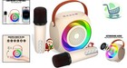 Mini Bluetooth Kids Karaoke Machine With 2 Wireless Microphones   Led Lights