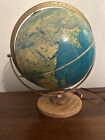 Vintage Large 16    World Globe Lamp Textured Wood Base Mcm Mid Century Retro Cool