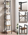  6-tier Ladder Shelf  Bookshelf Bookcase  Freestanding Corner Shelve W  2 Hooks