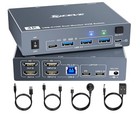 Kvm Switch 2 Monitors For 1 Laptop And 1 Desktop 4k 60hz  Usb C Hdmi Dual 