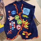 Vintage Campfire Girls Native American Ceremonial Dress Gown Beads Patches Shawl