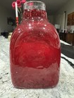 Vintage Ruby Red Blown Glass Bottle Vase With Bubbles     8    X 6   