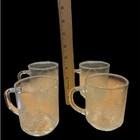 Vintage Floral Pressed Glass Cups Mugs Set Of 4 - Indonesia  Retro Collectible