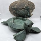 Tortoise Sea Baby Turtle Handcarved Wood Trinket Box Ashtray W Lid Large 12 l