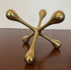 Big Vintage Brass Jack Art Sculpture Modernist Mid Century Decor Gold Bookend