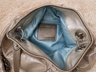 Coach Metallic Silver Shoulder Bag Chain Strap Logo Plaque Original Dust Bag