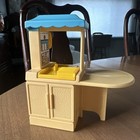 Vintage Little Tikes Dollhouse Furniture - Party Kitchen Yellow With Blue Top