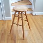 Vintage Solid Oak Swivel Bar Stool 1980s 90s Great Size  Style Nice Clean Lines 
