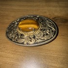 Classic Western Cowboy Belt Buckle Cowgirl Tigers Eye Vintage 80s