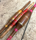 Lot Of 3 Antique Wooden Rolling Pins Belan Original Old Hand Caved Lacquer Paint