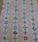 Vintage Quilted Patchwork Nine Patch Diamond Quilt Hand Sewn 52  X 37 
