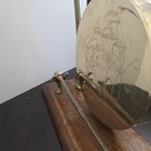 Vintage Brass Nautical Ship Gong Dinner Bell Sailing Ships Wood Base 10 