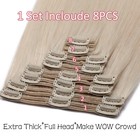 Extra Thick Double Weft Clip In Full Head Remy Human Hair Extensions Best Ombre