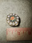Small Vintage Gold Tone Floral Micro Mosaic Pill   Trinket Box Antique Jewelry 
