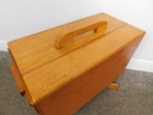 Vtg Handmade Solid Wood 3 Long Drawer Sewing Collector Cabinet Table With Handle