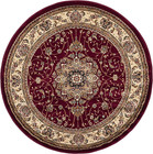 Lyndhurst Collection Area Rug - 5 3  Round  Red   Ivory  Traditional Oriental De