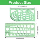 2 Pcs Circle Template Clear Green Plastic Scale Drafting Digital Drawing Set    