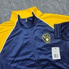 G-iii 4her Milwaukee Brewers Mlb Track Jacket Women s Large Navy Blue Rhinestone