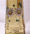 Set Of Antique German Amber Glass Serving Beer Stein W 4 Beakers Enameled C1890
