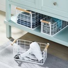 Small Wire Natural Wood Handles Milk Crate White - Brightroom   