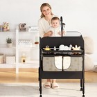 Baby Changing Table With Drawer Wheel Collapsible Adjustable Nursery Organizer