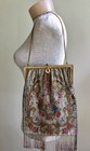 Large Antique French Micro Steel Beaded Floral Handbag Purse Made In France
