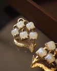 Vintage Lily Of The Valley Earrings      Gold Floral Pearl Jewelry