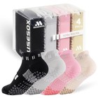 4 Pairs Non-slip Yoga Socks For Women  Grippy Ankle Pilates   Barre Socks