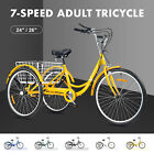 Viribus 24  26  7-speed Adult Trike Tricycle 3-wheel Bike W basket For Shopping