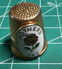 Vernon Sewing Thimble Gold Tone Metal With Enameled Mother s Day And Rose