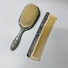 Vintage Ornate Hair Brush   Comb Set Silver Plated Vanity Set 