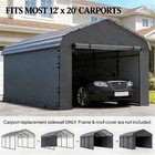 Carport Sidewall Replacement Panel 10x15 Gray Pe Fabric Door Cover New