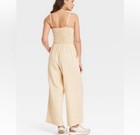 Universal Thread Women s S Tan Cream Beige Smocked Linen Maxi Romper Jumpsuit