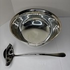 Vintage Gorham Yc785 Silver Plate Footed Serving Bowl 12    W wallace Ladle 15   